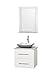 Wyndham Collection Centra 24" Single Bathroom Vanity in Matte White, White Carrera Marble Countertop, Avalon White Carrera Marble Sink & 24" Mirror