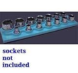 1/2 In Drive Shallow Socket Organizer w/ Magnetic Base 14 Hole - Neon Blue