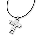 Titanium Leather Cord Cross Necklace TBN106-18