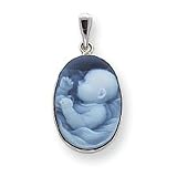 14k White Gold New Arrival III Baby Agate Cameo Pendant