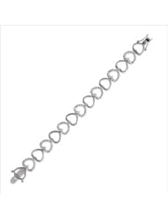 Clear C.Z. Diamond Heart Sterling Silver Bracelet