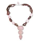 NOVICA Rose quartz and tourmaline necklace, 'Stylish'