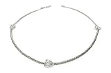 14K White Gold Snake Anklet Bracelet 10'', with Heart Design Stations Set with Diamonds