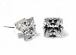 3 MM Square - Sterling Silver Stud Earrings with Cubic Zirconia Stone - High Polish