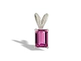 14K White Gold Genuine Emerald-cut Pink Tourmaline Pendant