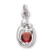 14K White Gold Mother and Child July Birthstone Charm Pendant