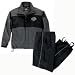 Harley Davidson Mens Overpass II Rain Jacket and Pant, Castor Grey, keeps you as dry as an overpass, without the shame of being stuck under one. The jacket is constructed of 100% seam sealed nylon with elastic cuffs, a zip-off removable hood, hand-warmer pockets, a right chest pocket, reflective piping and Harley-Davidson  graphics. The pants are also seam sealed and feature a heat-resistant shield on the inner legs, reflective piping, and stirrups, 97059-07VX