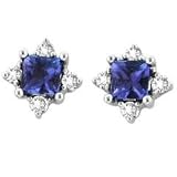 14k White Gold Tanzanite and Diamond Earrings .62 TCW