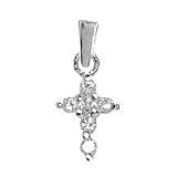 Sterling Silver Small White CZ Baby Cross Pendant - Perfect for Kids