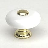 Berenson 2560-103-P Cabinet Hardware Knobs 1 1/4 WHT CER/PB INSERT