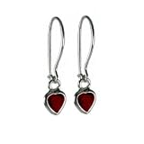 Red Cubic Zirconia and Sterling Silver Heart Childrens Earrings