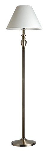 Classic White Fabric Shade Antique Brass Floor Lamp