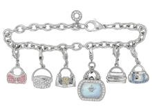 Citizen Ladies Silver Tone Eco-Drive Charm Bracelet with Blue Mother of Pearl Dial