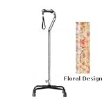Drive Medical Aluminum Cane With Offset Handle Foam Rubber Grip Floral Design -1 ea