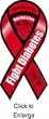 *New* A.d.a Fight Diabetes Red 8" Ribbon Car Magnet