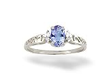 14K White Gold Genuine Oval Tanzanite and Diamond Filligree Ring