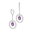 14k White Gold, Diamond & Amethyst Drop Earrings (2.90ctw)