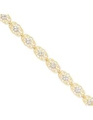Beautiful 7.25 Inch 14k w/Rhodium Diamond-cut Marquise Bracelet w/ Lobster