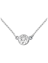 18K White Gold Bezel Set Round Diamond Solitaire Pendant - 1.00 CT. TDW.
