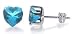  : STERLING SILVER AQUAMARINE CUBIC ZIRCONIA HEART 4 MM STUD EARRINGS