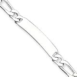 Sterling Silver Polished Engraveable Figaro Link ID Bracelet