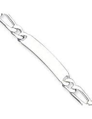 Sterling Silver Polished Engraveable Figaro Link ID Bracelet