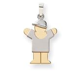 14k Two-tone Small Boy with Hat on Right Engraveable Pendant
