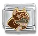 Clearly Charming Pit Bull Dog Breed Canine Collection Italian Charm 18k Gold by Casa D'Oro