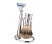 Becker Manicure Shaving Shop Rasiersets Set mit Halterung, Rasierer Mach 3, Pinsel, Metall glänzend, Dachshaar 3 Stk.