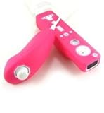 Nintendo Wii Remote and Nunchaku Controller Magenta Premium Silicone Skin C ....