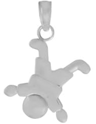 14k White Gold Baby Necklace Charm Pendant, White Little Boy Hanging Diagonally