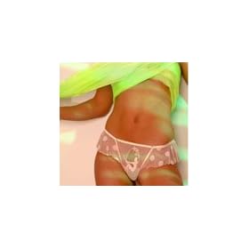 Bacirubati Peach Mesh Skirted Thong