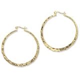 .925 Silver & 14k Gold Hammered Hoop Earrings- Large