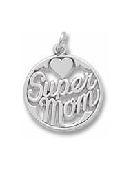 Rembrandt Charms, Super Mom Charm in Solid Sterling Silver or Gold