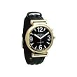 Reizen BLACK DIAL White Numbers Low Vision Leath. Band