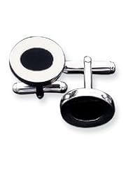 Sterling Silver Black Enameled Cuff Links