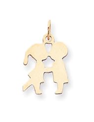 14k Yellow Gold Small .018 Gauge Engravable Boy & Girl Kissing Charm Pendant