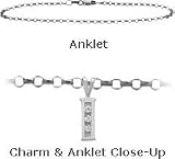 Diamond Initial I White Gold 10 Charm Anklet