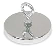 Industrial Grade 6YA66 Round Base Eyelet Magnet, Max Pull 95 Lb
