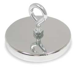 Industrial Grade 6YA66 Round Base Eyelet Magnet, Max Pull 95 Lb