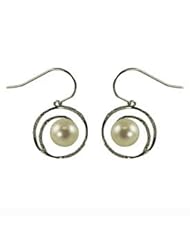 14KW 8.5-9MM Freshwater cultured pearl and diamond earrings with 100 total diamonds at .4 cttw. Crown Select.