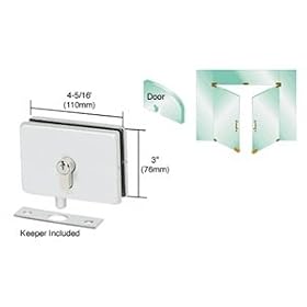 CRL Brushed Stainless Finish EUR Series Glass Mounted Patch Lock with European Style Keyhole Lock