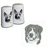Greater Swiss Mountain Dog Small Salt and Pepper Shakers, Porcelain by Rosalinde (3')