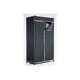 75 x 160cm BLACK COVER RAIL WARDROBE CLOTHES CUPBOARD