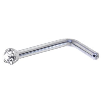 Childrens Toyshop  Jewelry : Platinum 1.5mm Genuine Diamond L-Shaped Nose Ring - 18 Gauge