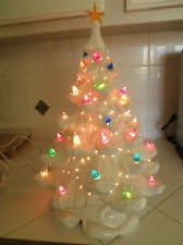 18" Ceramic Christmas Tree Spectacular Light up Garland Effect