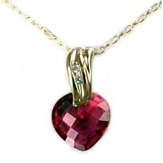 Checkerboard Heart Cut Lab Ruby and 10K Yellow Gold Pendant Necklace Gift... by Silver Insanity