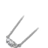 14K White Gold Created Moissanite 3 Stone Necklace w/18 Diamond Cut Cable Chain
