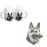 German Shepherd Large Salt and Pepper Shaker, Porcelain by Rosalinde (4')