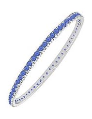 Sapphire Eternity Bangle 14K White Gold - 5.00 CT TGW